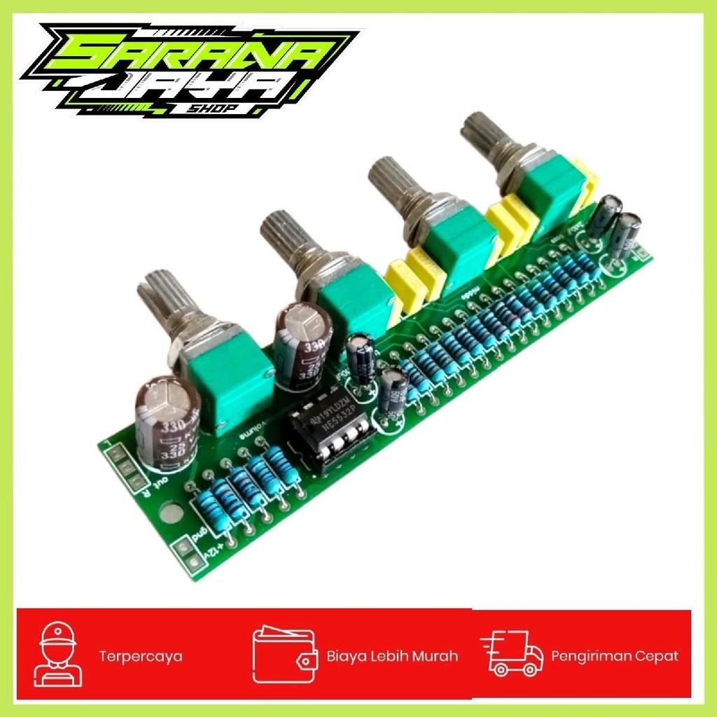 Kit Tone Control Stereo + Middel Plus Knop Potensio IC NE5532 DC 12volt
