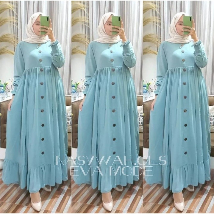 Gamis Ceruti Kancing Polos