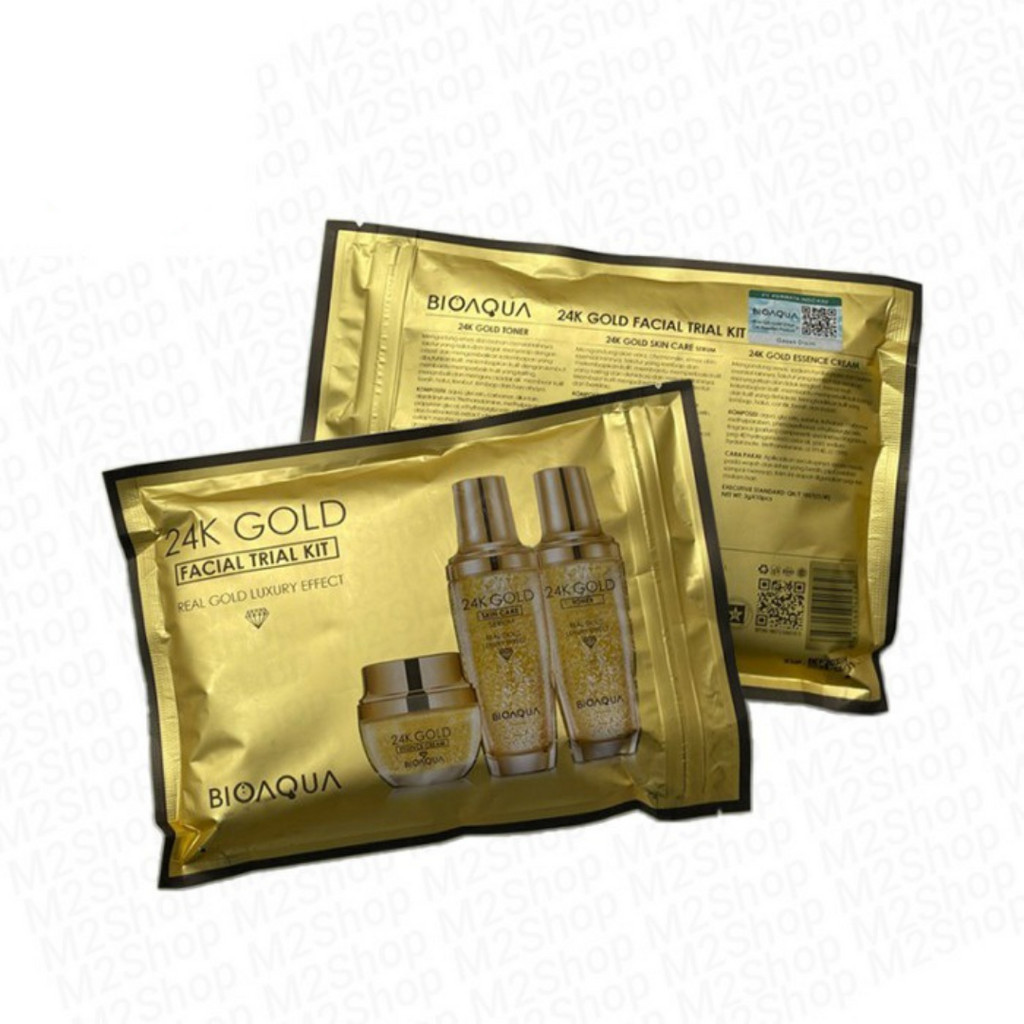 (Paket) BIOAQUA 24K Gold Facial Trial Kit 3gr x 10 pcs - BPOM Original 100%