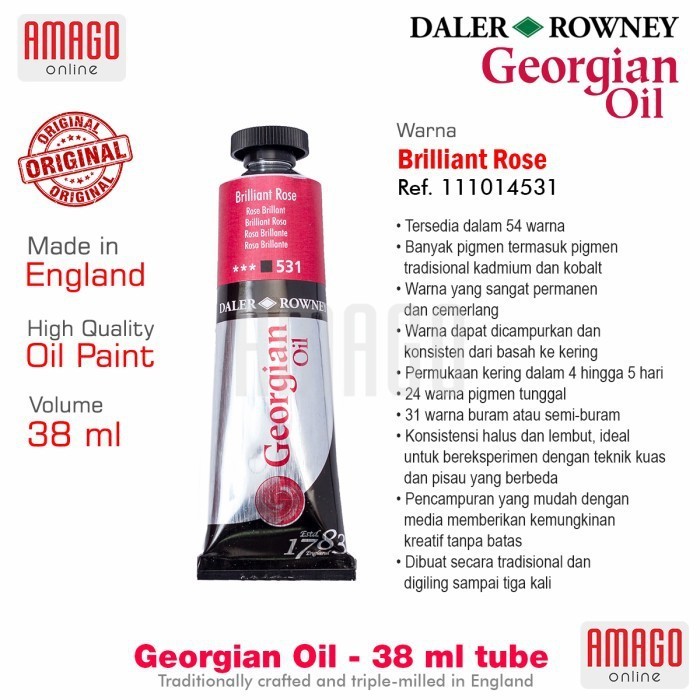 

Cat Minyak Lukis DALER-ROWNEY Georgian Oil 38 ml - Brilliant Rose - 111014531