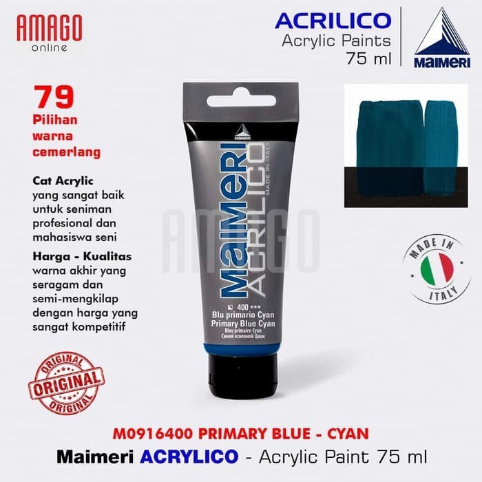 

MAIMERI Acrilico - Acrylic Paint - Primary Blue Cyan - 75ml - M0916400