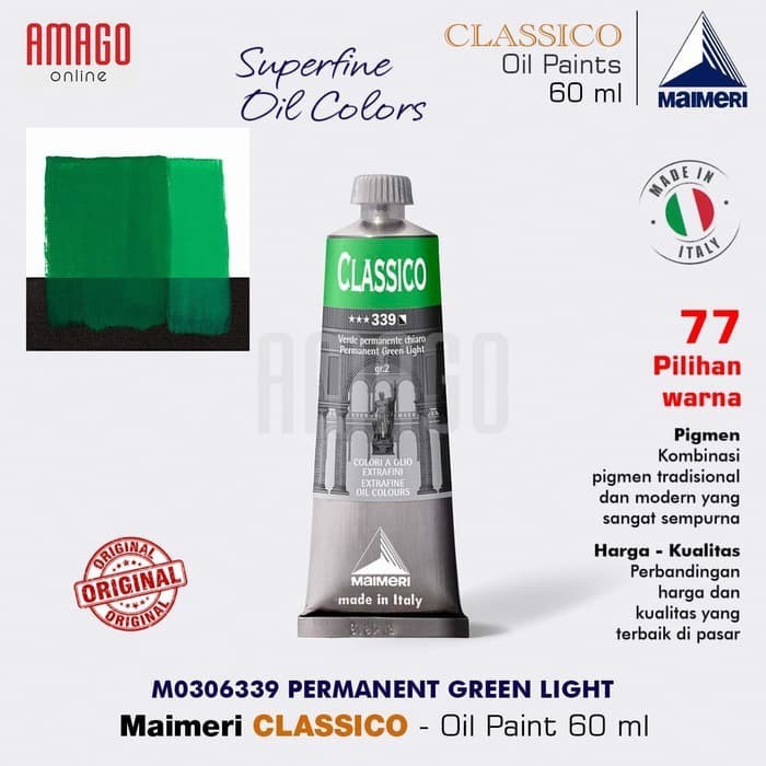 

Cat Minyak Lukis MAIMERI Classico - Oil Paint - Permanent Green Light - 60ml - M0306339