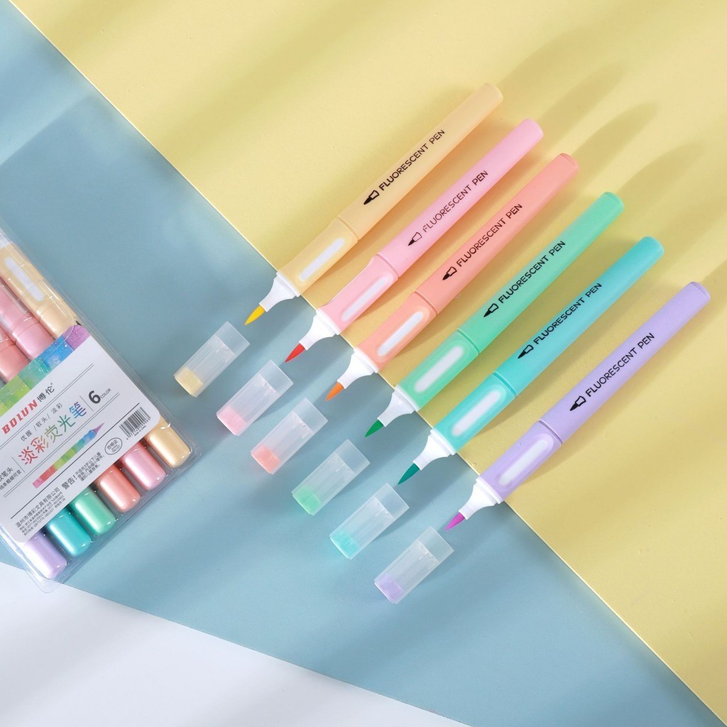 

Pena highlighter kepala lembut siswa sekolah klasik set pena multi Warna anak-anak perlengkapan seni banyak 6 buah