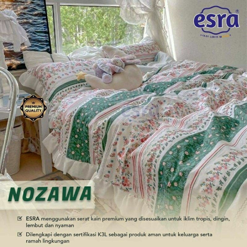 Bedcover + sprei anti geser katun esra motif NOZAWA || tidak rumbai