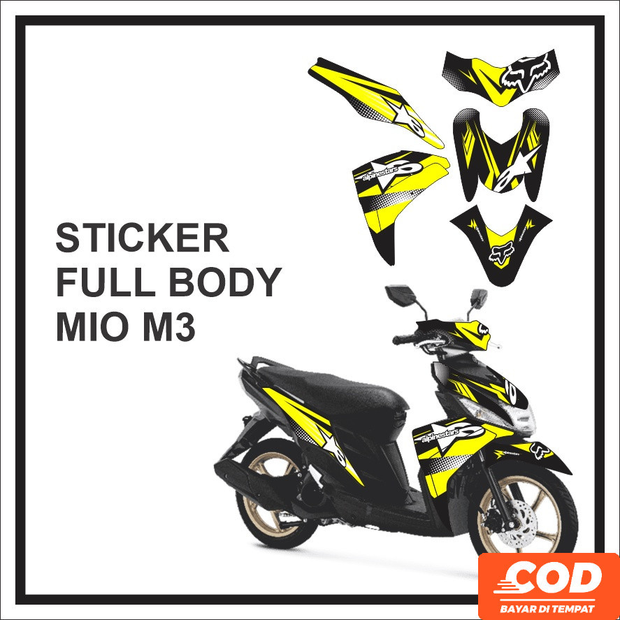 Stiker Striping MIO M3 Decal Sticker Dekal Setiker Seticker  mio M3 Variasi Full Body Kuning Hitam