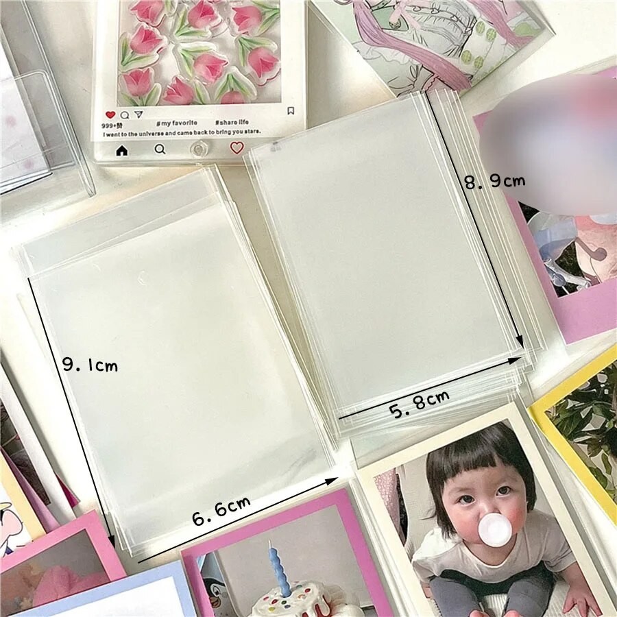 

SKYSONIC 50pcs Kpop Card Sleeves 58x89mm 66x91mm Transparent Holder For Holo Postcards Films Photocard Game Cards Protector