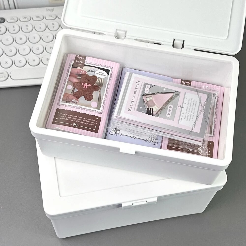 

INS White Photocard Storage Box Plastic Photo Card Protective Storage Box Kpop Idol Photocard Holder Star Chasing Supplies