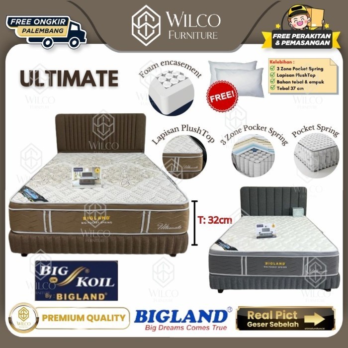 Kasur Springbed Ultimate Bigland / Matras Bigland BigKoil Tebal 32cm - Matras Aja, 100x200