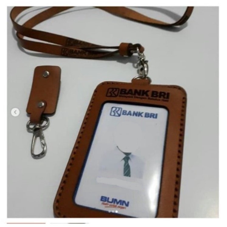 Name Tag Kulit Bank BRI Id Card Bank BRI Name Tag Kulit Custom, Id Card Holder, Id Holder