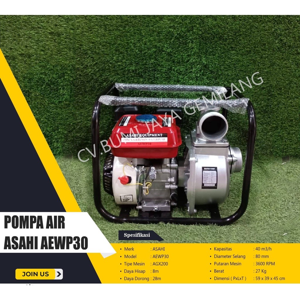 MESIN POMPA AIR SAWAH 3 INCH ASAHI EQUIPMENT AE WP 30