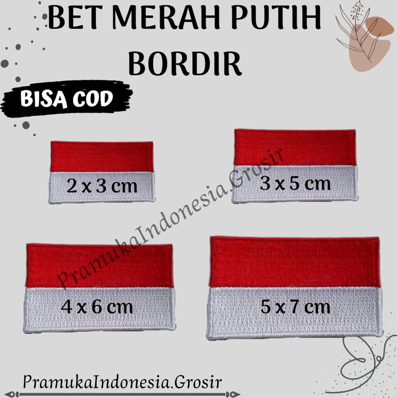 Bordir BENDERA BORDIR / BET MERAH PUTIH BORDIR / BET SEKOLAH