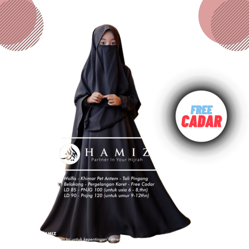 NY78YG Gamis Muslim Anak Perempuan Umur 7 - 15 Tahun Terbaru | Baju Anak Muslim Set Hijab Dan Cadar 