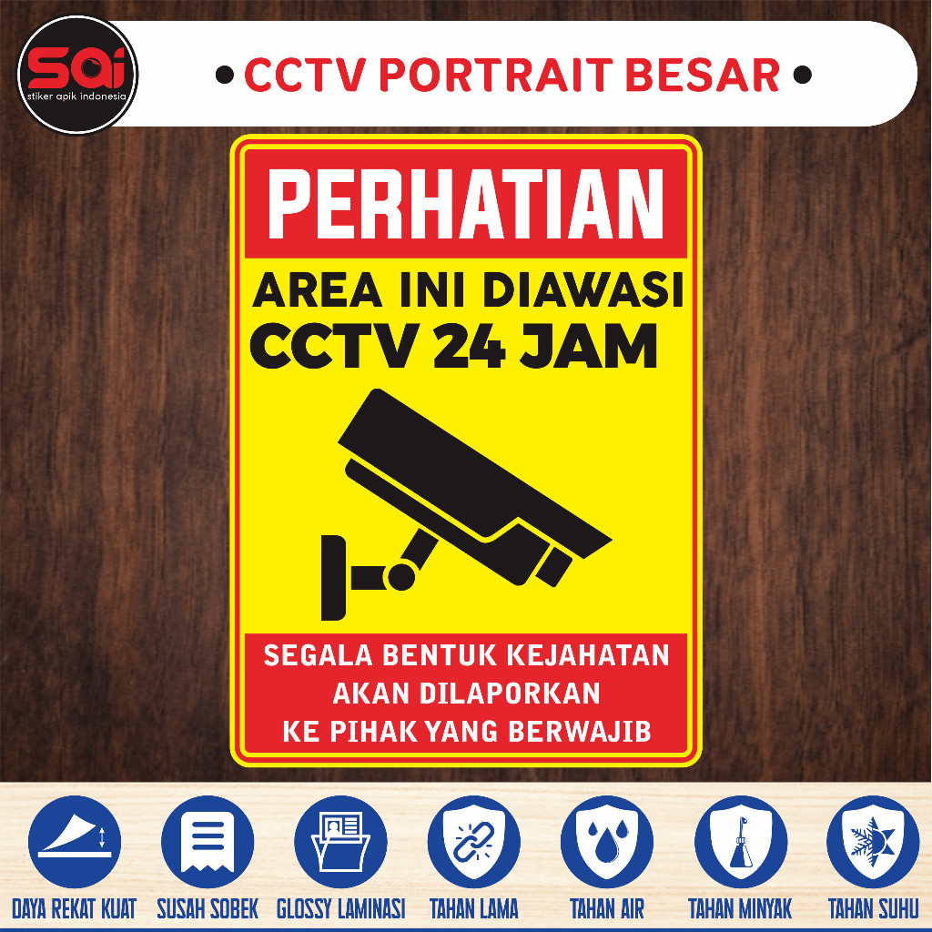 

stiker vinyl anti air CCTV PORTRAIT BESAR laminasi glossy