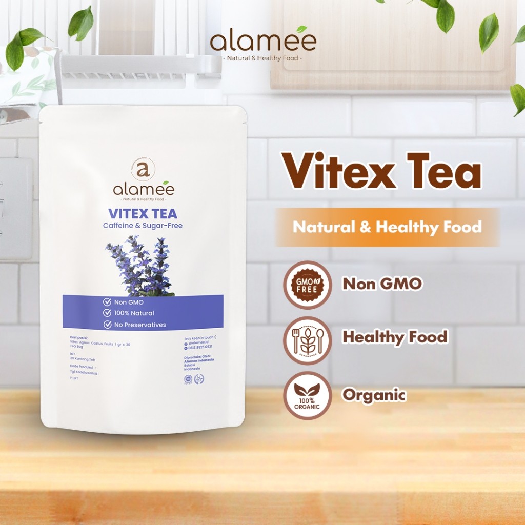 

ALAMEE Teh Bunga Vitex Agnus Castus Minuman Teh Celup Herbal Asli Alami Isi 30