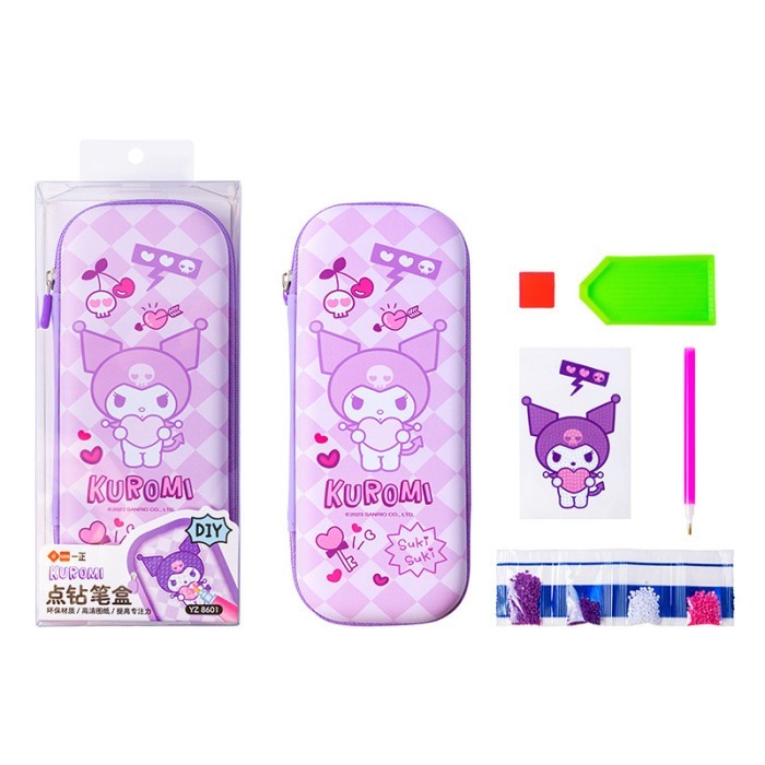 

Kotak Pensil Anak DIY Hard Case Sekat Kuromi Melody Cinnamoroll Kitty - DIY Kuromi
