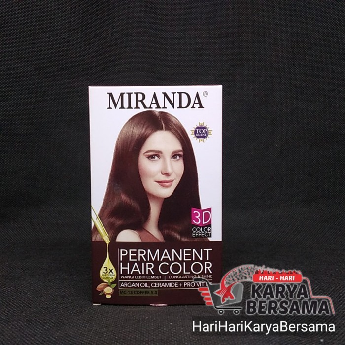 MIRANDA PERMANENT HAIR COLOR COFFE MC-18 BOX (2'S X 30ML)+10ML