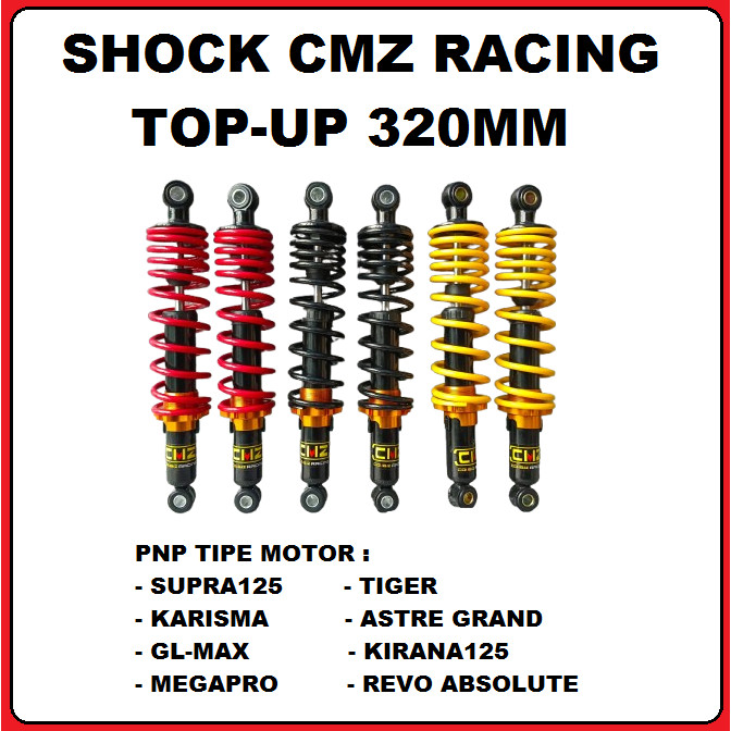 CMZ SHOCK SUPRA 125 320MM TOP UP SUSPENSI VARIASI MOTOR KARISMA KIRANA GLMAX MEGAPRO TIGER