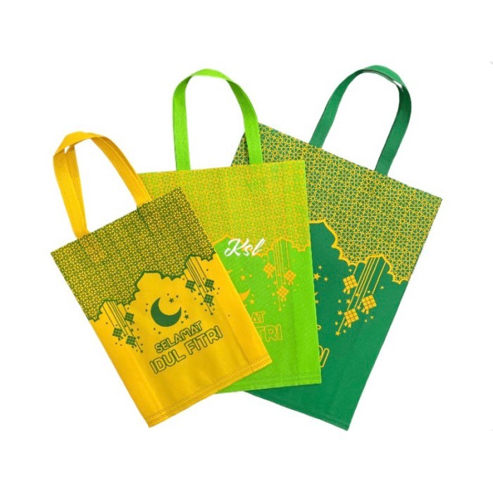 

Tas Spunbond / Tas Kain Belanja / Goodie Bag HLS ( tali lipat samping press bawah ) IDUL FITRI 04