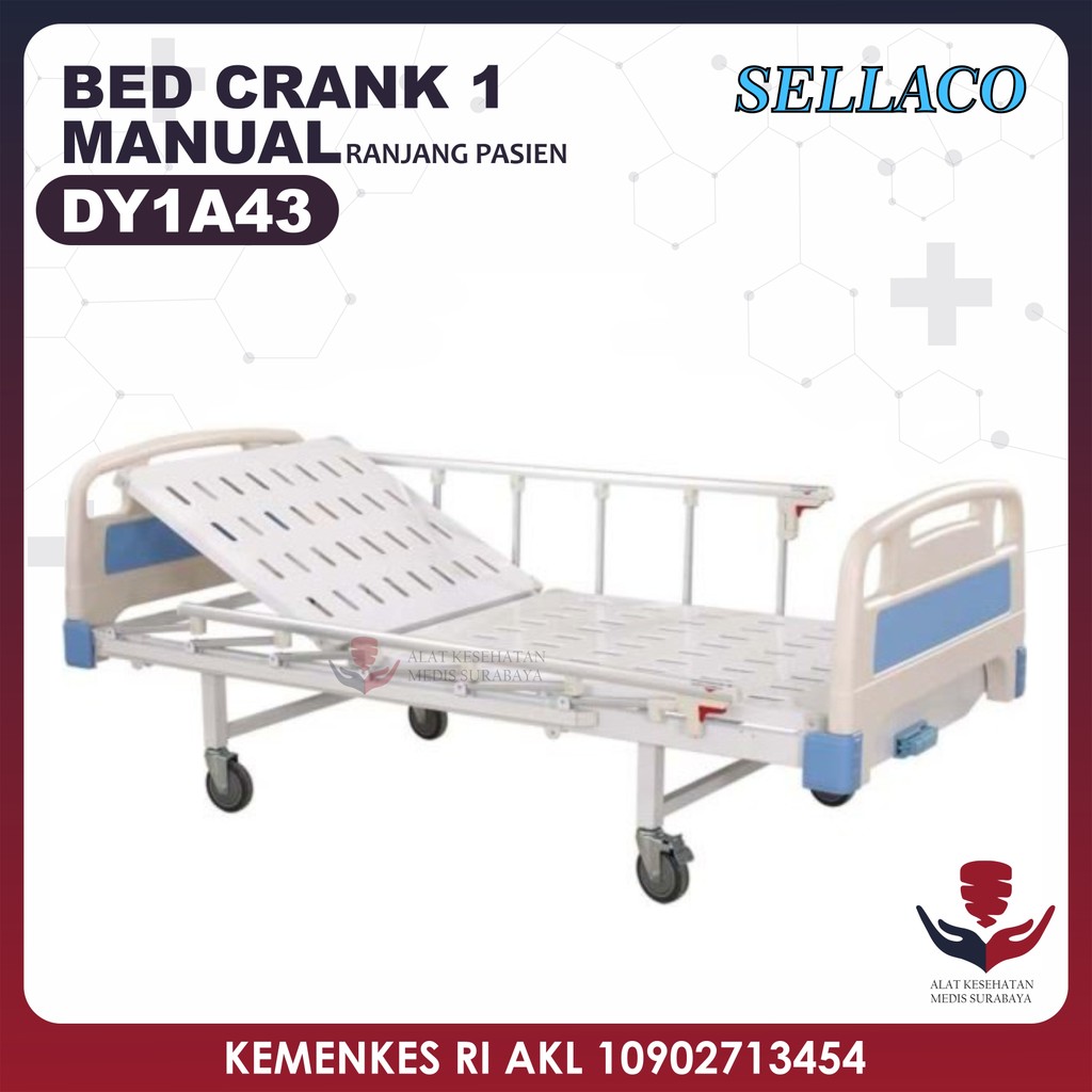 Bed Manual Tempat Tidur Pasien 1 Crank Ranjang Rumah Sakit Hospital