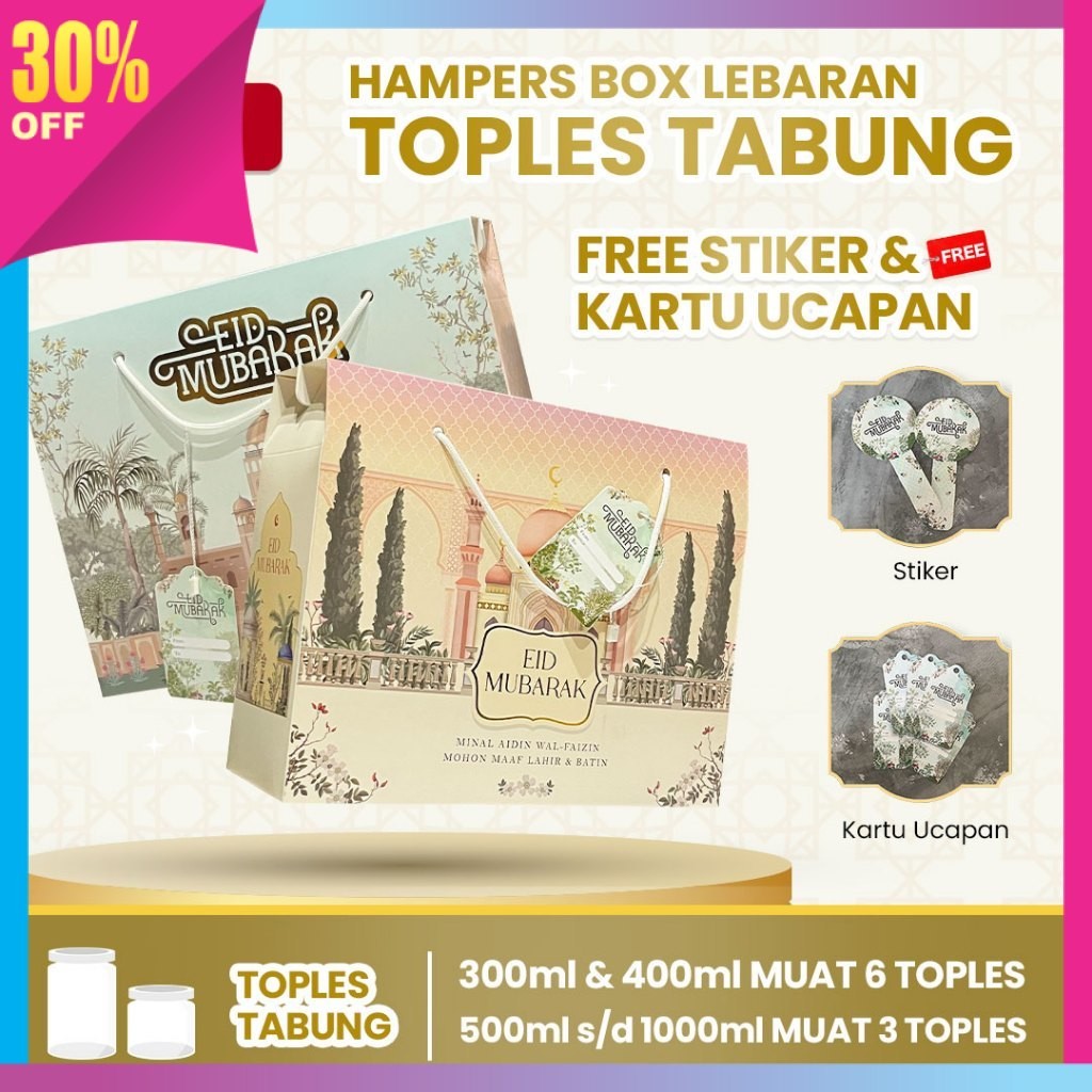 

Hadiah Anniversary Valentine Lebaran Idul Fitri Kekinian / 10pcs Gable Box kotak hampers Lebaran idul fitri Tali jinjing/Box Hampers besar toples tabung Kue Kering Idul Fitri / estetik finishing foil (Paket 10pcs) muat toples tabung (300ml, 400ml : 6 topl