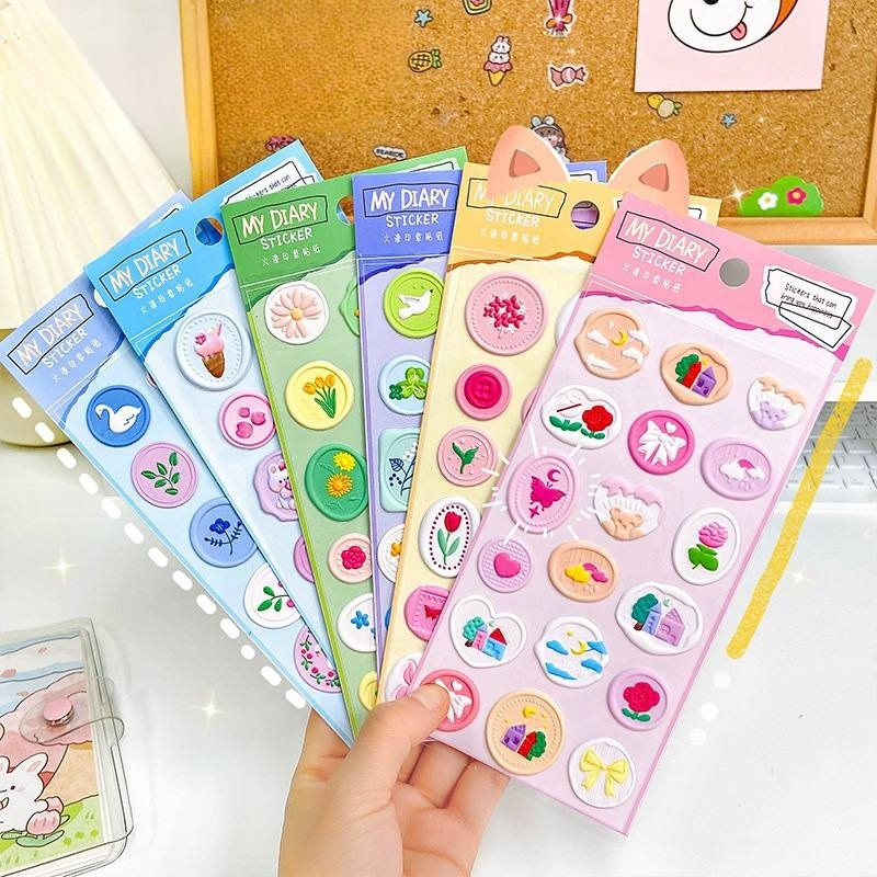 

Sticker Diary 3D Timbul Waterproof/Set Stiker Tempel 3D Foam Motif Lucu