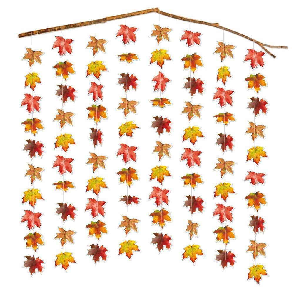 

8pcs Autumn Maple Leaves Hanging Decoration Cartoon Funny Fall Maple Leaves Garlands DIY Paper Ceiling Background Pendant
