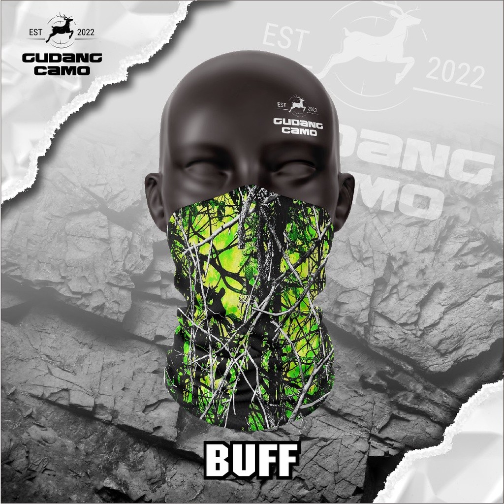 Buff Mancing Camo dan Custom Bahan Spandex Balon Premium Motif Toxic