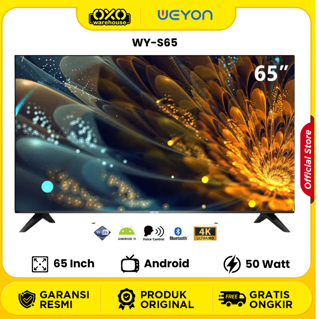 WEYON TV Digital 65 Inch Smart TV Android Voice Control Digital TV Dobly Audio-WIFI-Youtube/Netflix 