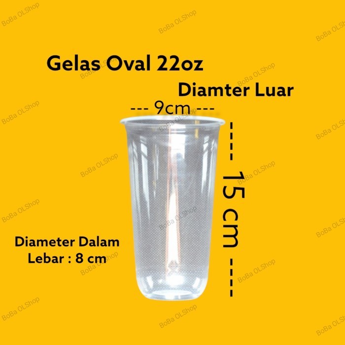 Gelas Plastik Oval 22 oz / Gelas Oval 22oz isi 50 pcs