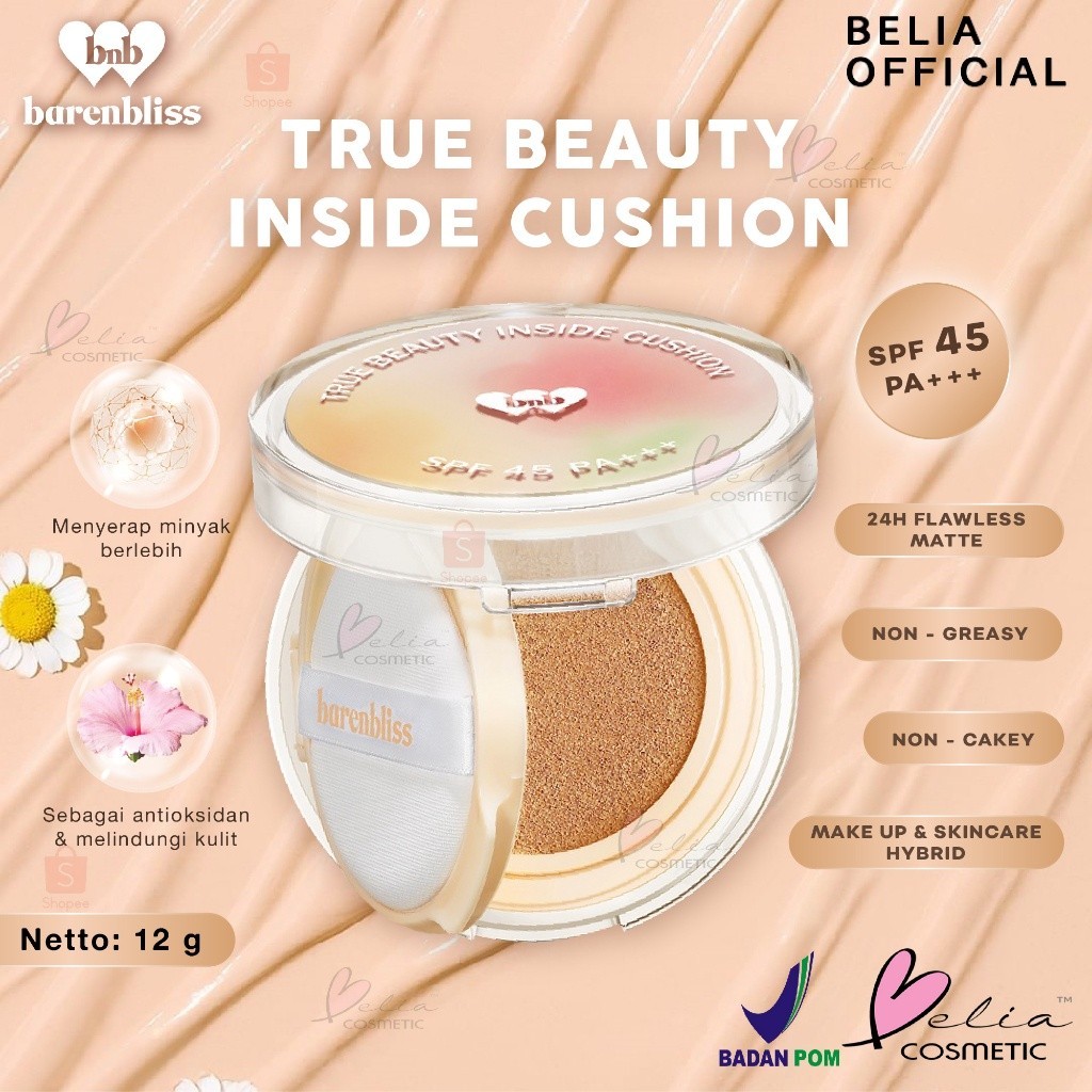 BNB barenbliss Korean Bloomatte True Beauty Inside Cushion 24H Full Coverage | Refill Cushion | BPOM
