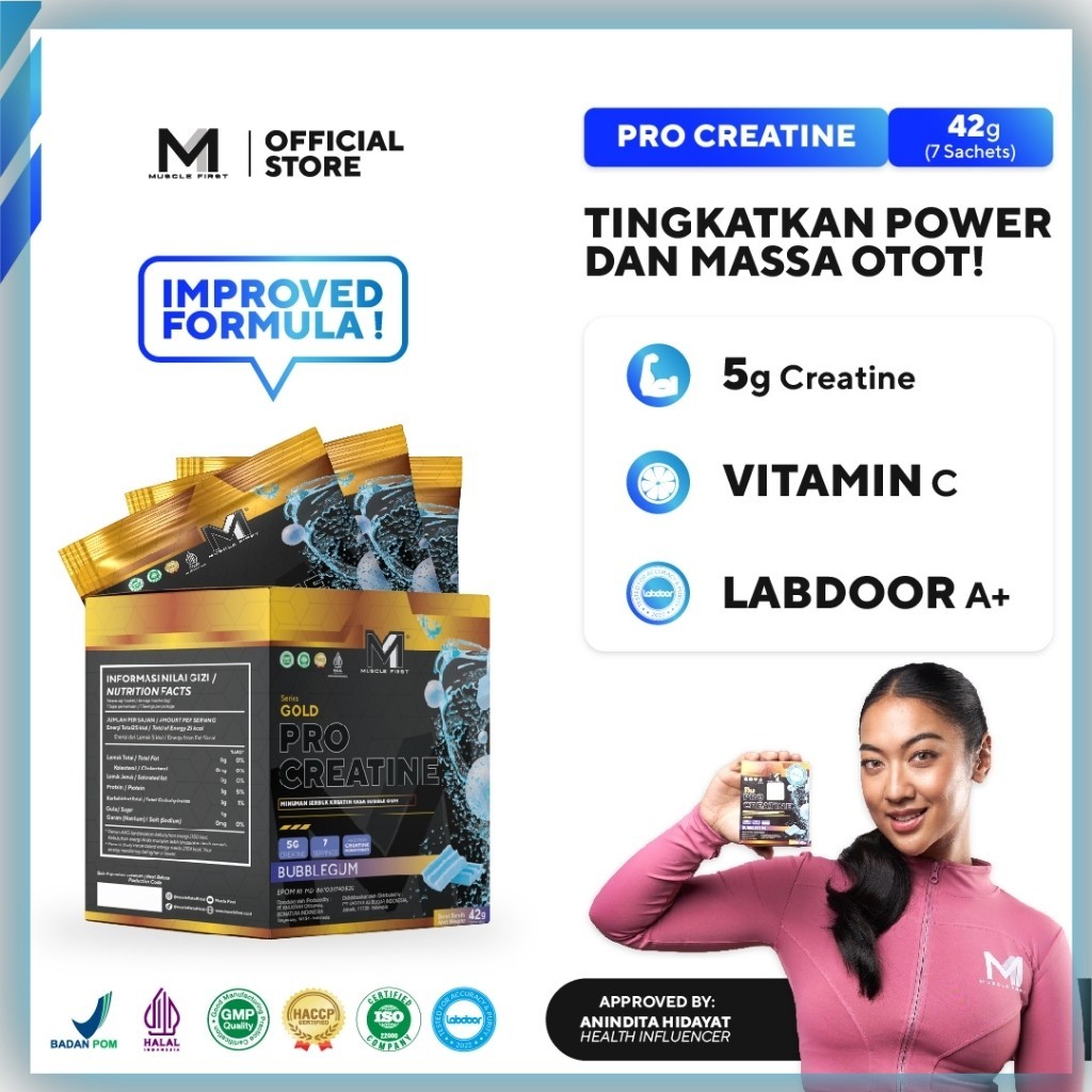 M1 PRO CREATINE BOX ISI 7 SACHET CREATINE BOX ISI SACHET PROCRATIN KREATIN MUSCLE FIRST AJUDANSYIFA
