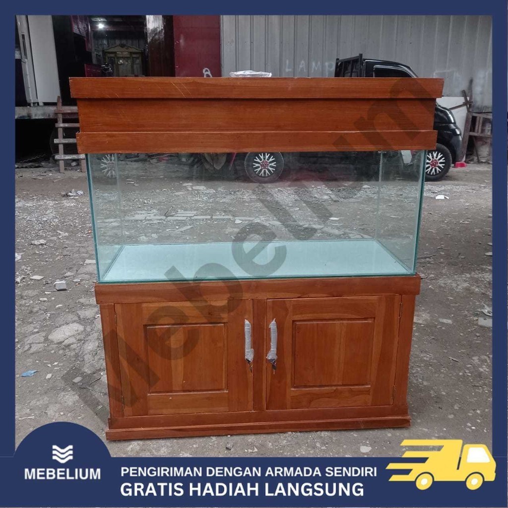 [Jabodetabek] Kabinet Aquarium Jati 120 Cm Untuk Hewan Akuatik / Meja Akuarium Full Set Bahan Kayu J