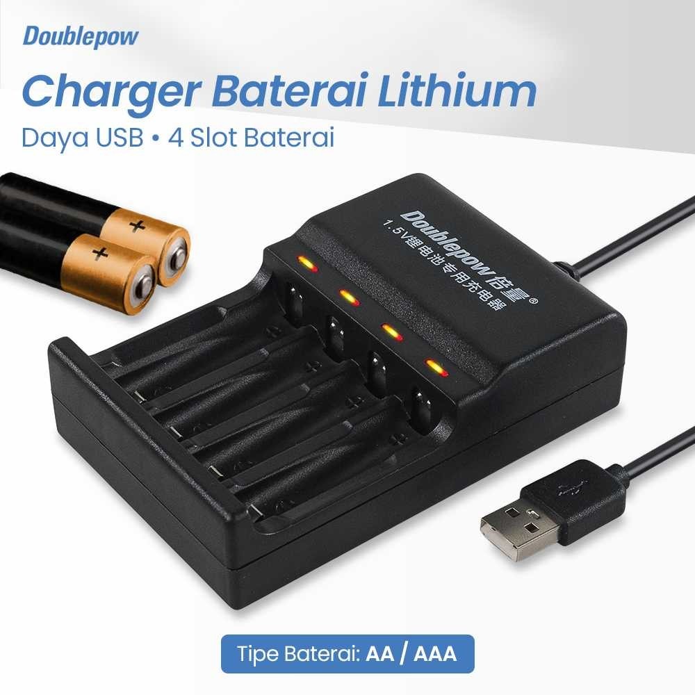 Charger Baterai Lithium USB-Powered 4 Slot AA/AAA 1.5V Doublepow
