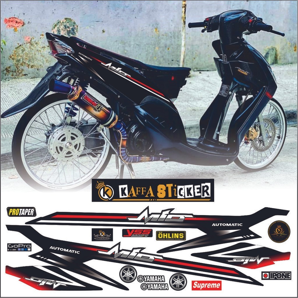 striping mio sporty/decal mio smile/sticker yamaha mio sporty/smile - Hitam VARIASI