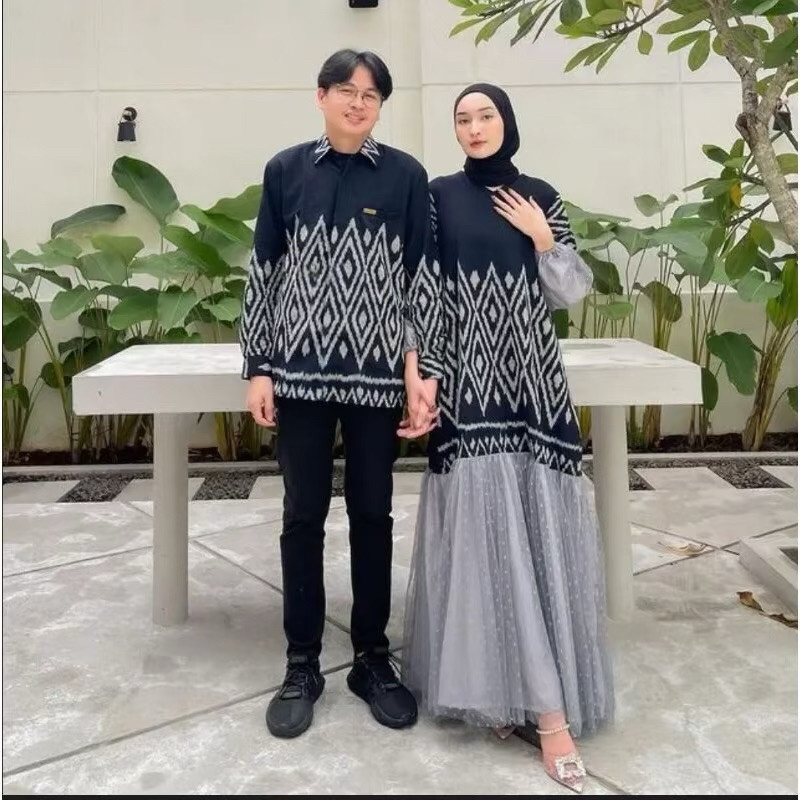 Ready Stok Gamis Tenun - Set Couple Tenun - Sarimbit Tenun - Gamis Tenun Terbaru - Seragam Tenun