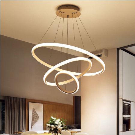 lampu led gantung ruang tamu minimalis Lamp chandelier 3 ring mewah