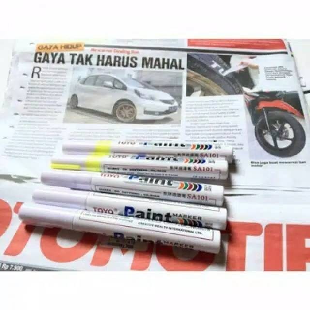 

Grosir Spidol Ban Toyo Paint Marker Original Import Warna Warni : Silver Merah Putih Kuning Gold Biru Hitam