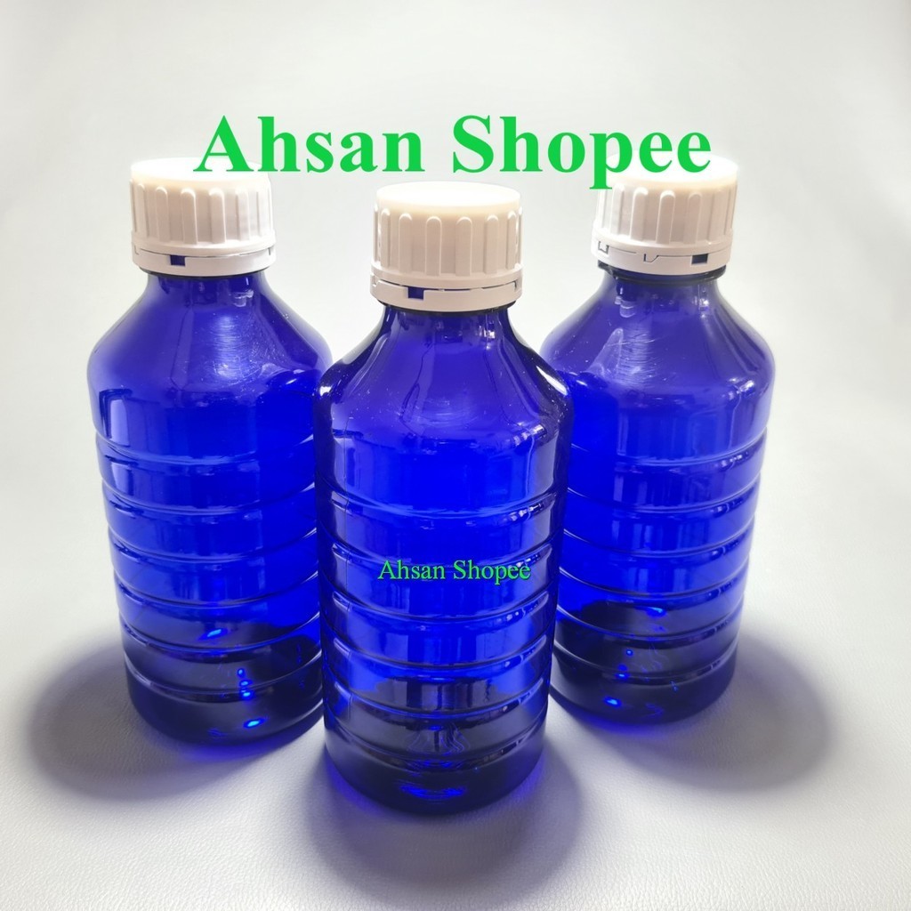 Botol Pet 1 L Biru Tutup Segel Besar / Botol Plastik / Botol Kimia / Botol Pupuk Cair / Botol Madu /