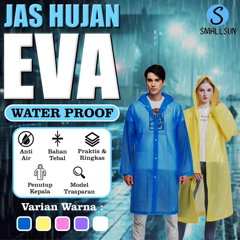 (LS) Jas Hujan Eva Korea Raincoat Bahan Tebal Motif Polos Dewasa Remaja Unisex Wanita Pria Reuseable