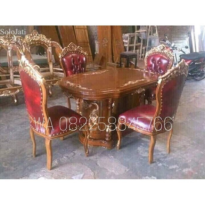 

Meja + Kursi Makan Busa Bahan Kayu Jati Ukir Full Gratis Ongkir murah