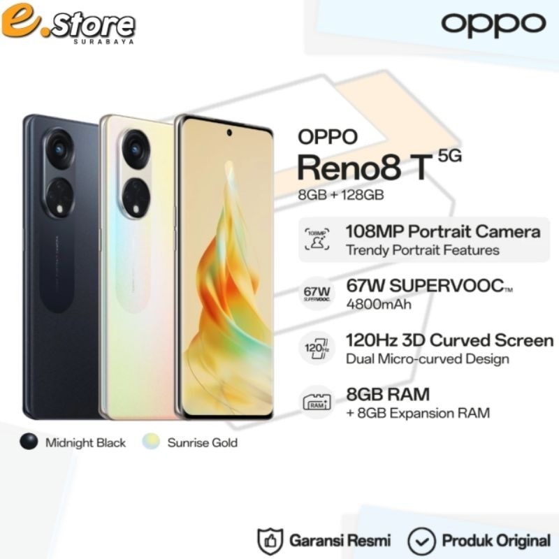 OPPO RENO 8T 5G 8GB/128GB New Segel Original &amp; Bergaransi Resmi Oppo Seindonesia