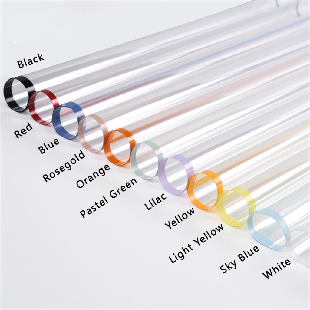 

[1 LEMBAR] COLOR LINE TRANSPARENT CELLOPHANE GLASSINE Flower Wrapping Paper / Kertas Bungkus Buket Bunga Transparan