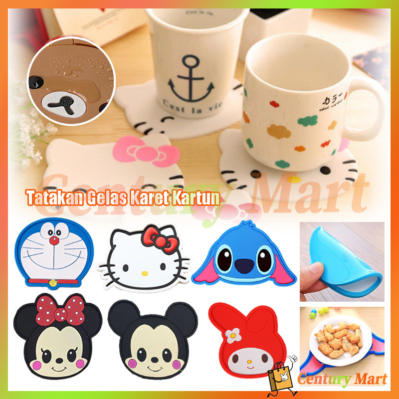 Tatakan Gelas Karet Kartun/ tatakan gelas stitch/Tatakan gelas silikon lucu