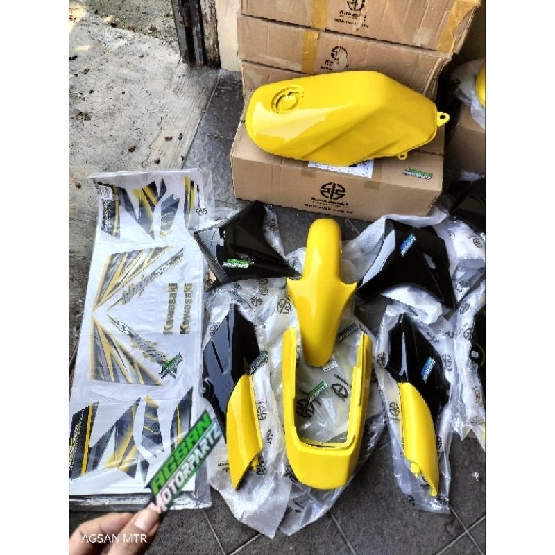 full cover body ninja ss kuning + stiker original Kawasaki