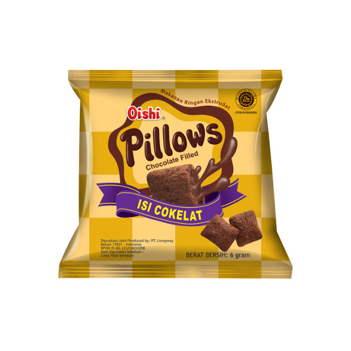 

Oishi Pillows Rasa Coklat 1 Renceng isi 20 pcs x 6 gr