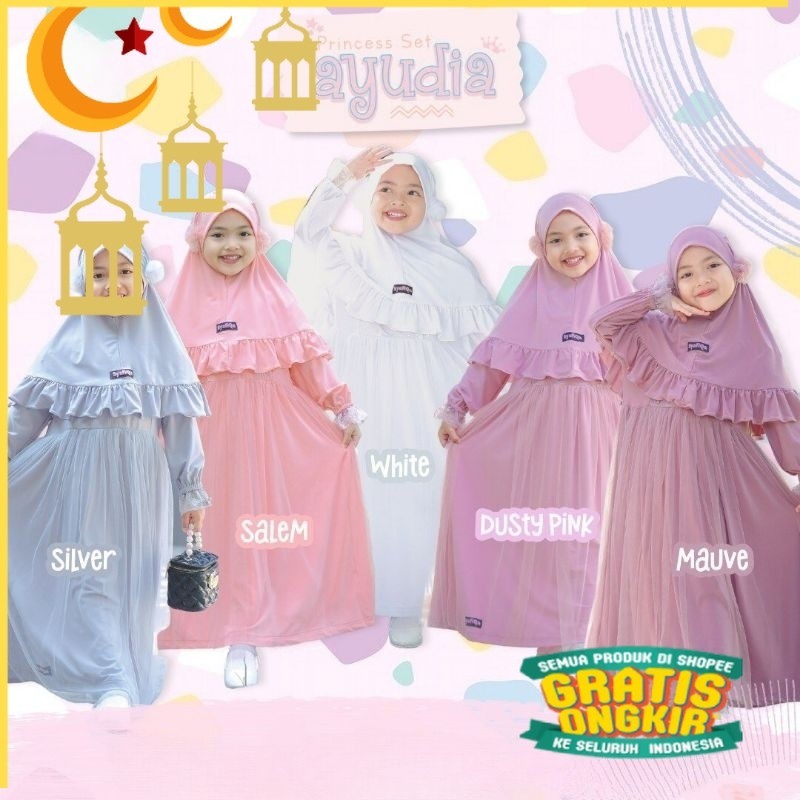 AYUDIA BY SYAFIQA HIJAB DRESS BAJU GAMIS PESTA PRINCESS ANAK TERBARU/Maron merah bata red anak tangg