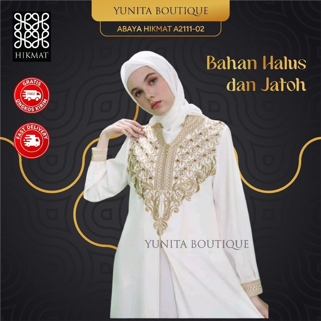 Abaya Hikmat A2111-02 Gamis Mewah Elegan Baju Muslim Wanita Kekinian By Abayahikmat_yunitabutik