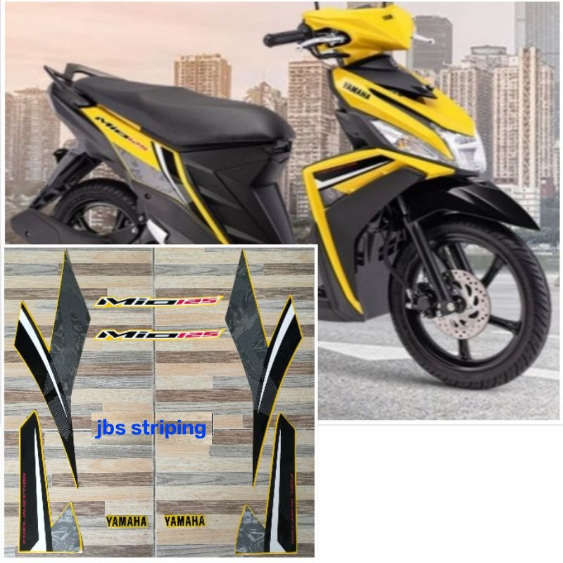 Stiker mio m3 striping  Yamaha Mio M3 kuning tahun 2018 2019