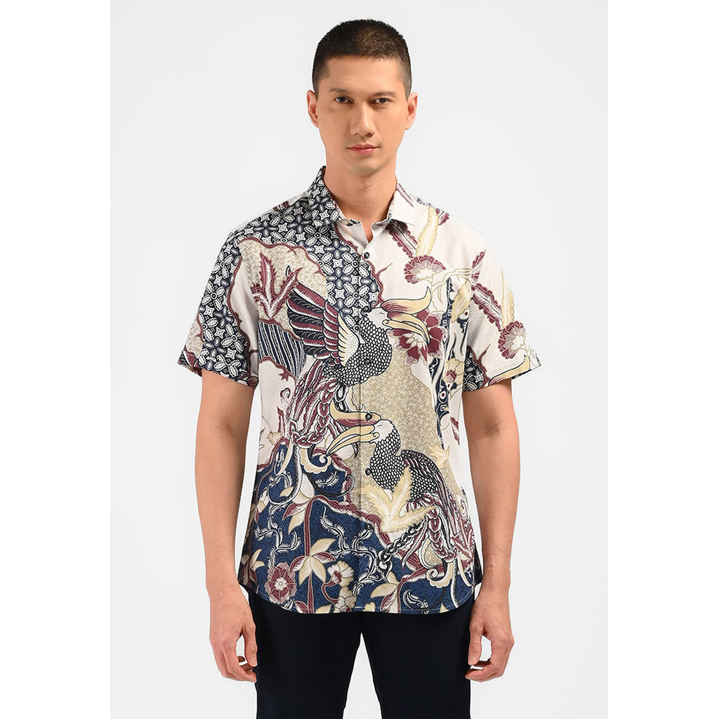 MOC Kemeja Batik Lengan Pendek Pria TANDAV-NAVY