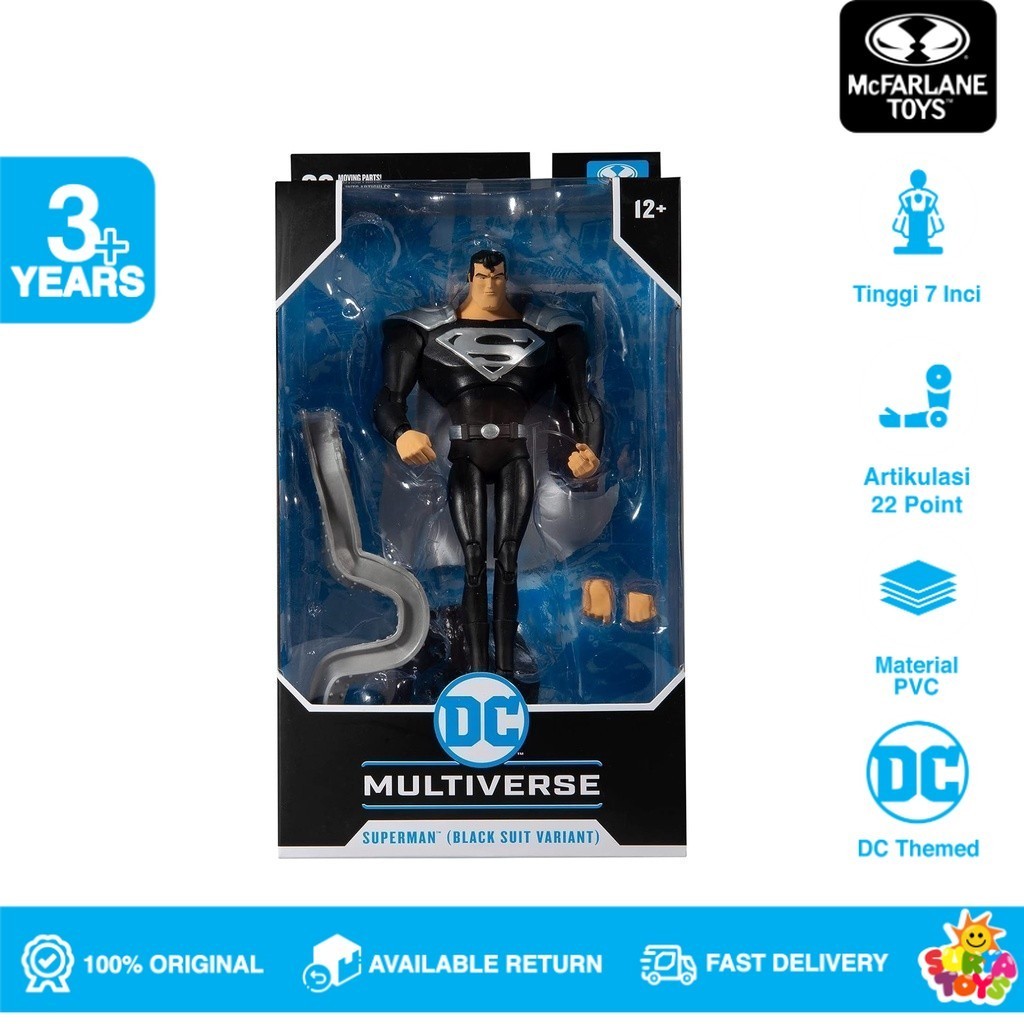 Action Figure Mcfarlanne Dc Multiverse Superman (Black Suit Variant) Original - Suryatoys
